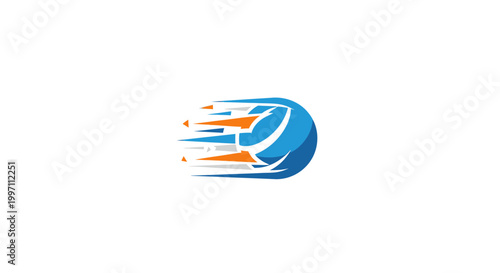 a blue and orange logo on a white background.