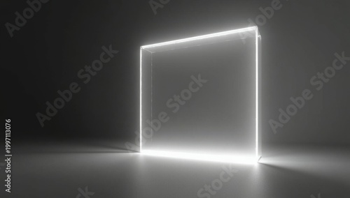 Interfaz minimalista de vidriomorfosis con sutiles estelas de luz, paleta monocromática