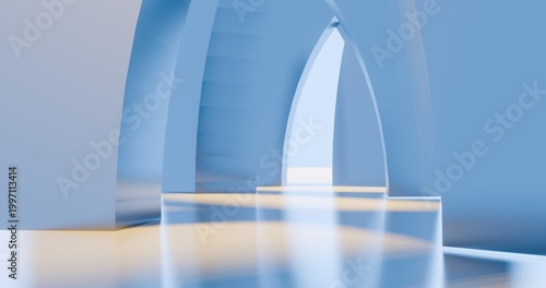 Abstract architecture background arched interior 3d render