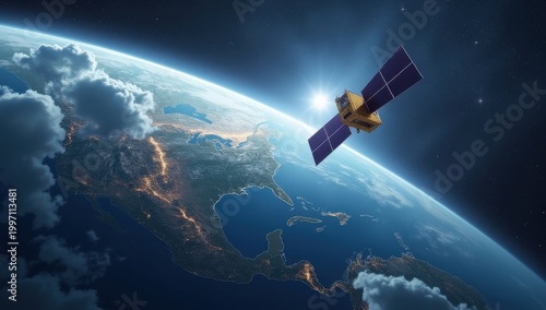 Satélite que transmite señales de monitoreo meteorológico a Estados Unidos