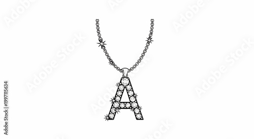 A bejeweled letter necklace, detailed with sparkle and shine