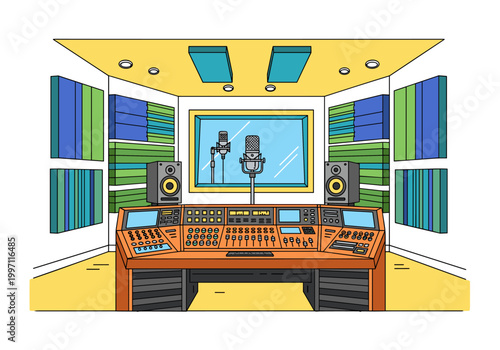 Modern recording studio setup with soundproofing and audio equipment