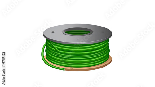 Bright green coiled wire neatly wrapped on a spool for crafting or electrical use Vector
