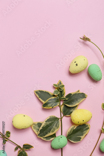 Easter eggs with leaves on ...