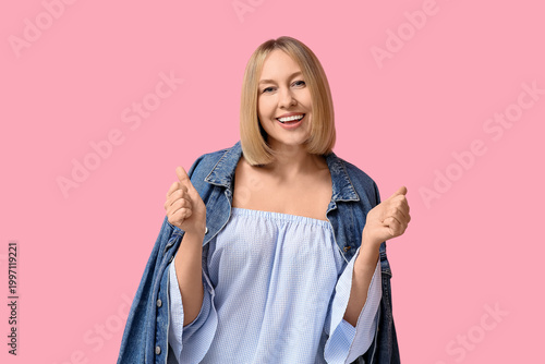 Happy young woman with bob ...