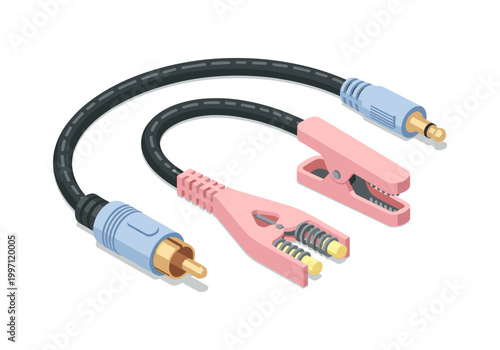 Audio adapter cable with RCA and jack connectors and alligator clips