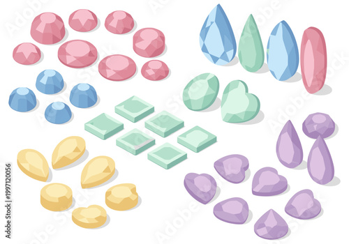 Collection of colorful faceted gemstones in various shapes and sizes