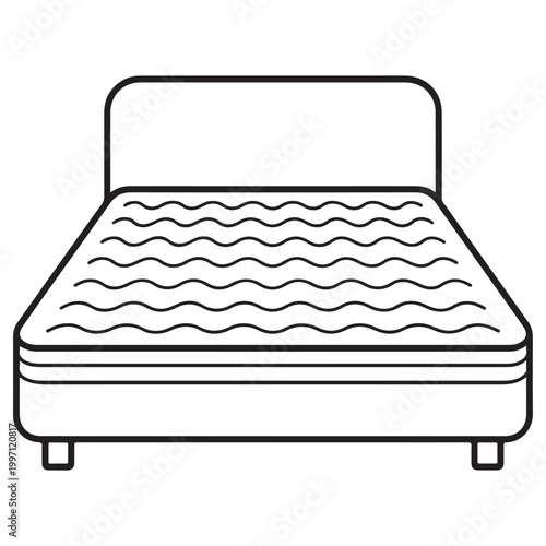 Modern mattress with wave design on a sturdy frame bed