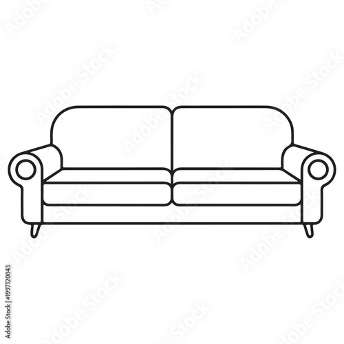 Elegant classic two-seater sofa with rolled arms and cabriole legs