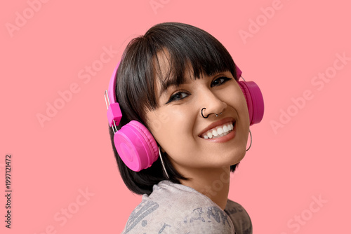 Happy stylish young woman i...