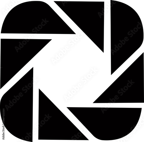 Camera shutter icon aperture lens diaphragm photography symbol vector pack, camera iris shutter circle icons, flat and line style black icons isolated on transparent background