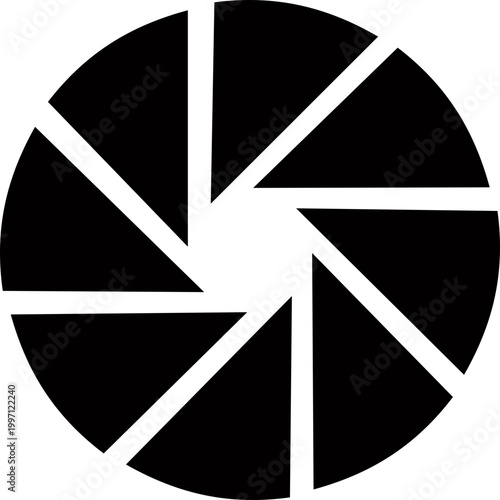 Camera shutter icon aperture lens diaphragm photography symbol vector pack, camera iris shutter circle icons, flat and line style black icons isolated on transparent background