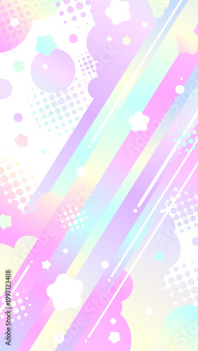 グラデーションのポップな斜め線の可愛い縦型背景