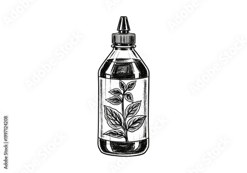 Bottle with plant extract for natural remedies and organic products