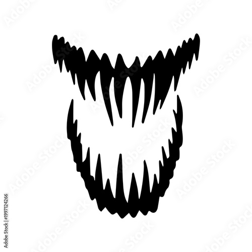 Sharp monster teeth jaw silhouette creative logo icon
