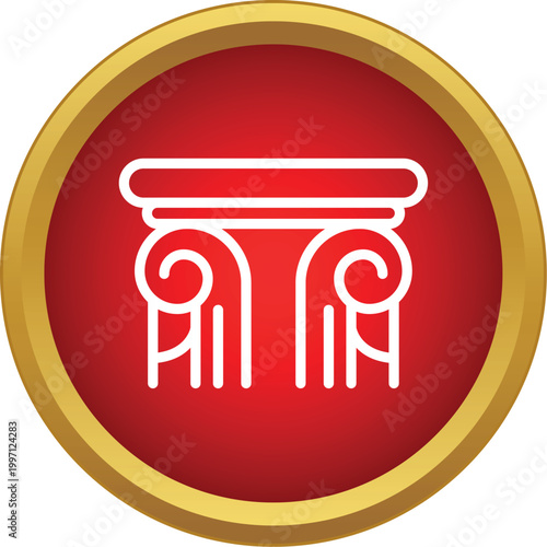 Greek doric column capital icon depicting classic architecture