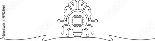 A creative illustration of a lightbulb with a microchip and colorful sparks emerging from it