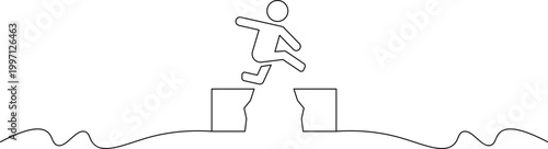 A person jumping over obstacles in a challenging situation