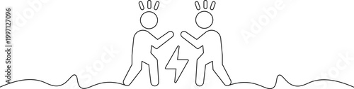 A minimalist line drawing of two people experiencing a shocking moment of conflict or surprise