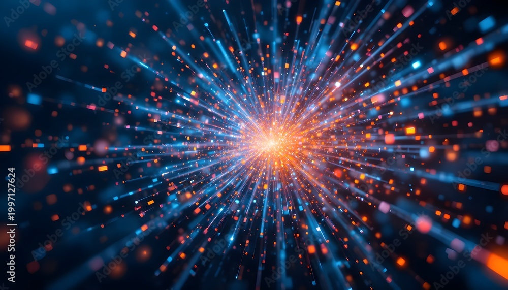 Fototapeta premium A vibrant and dynamic abstract image of a bright explosion of colorful lights and energy