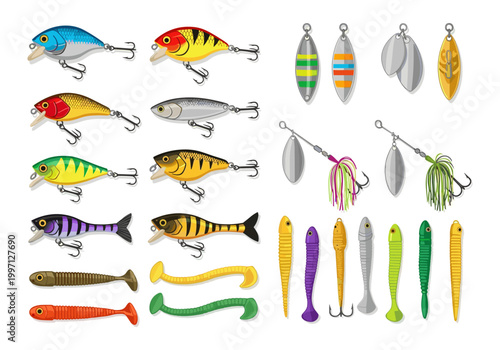 Collection of colorful fishing lures and tackle for angling adventures