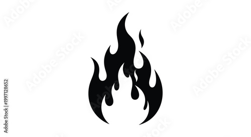 Dynamic black flame shape against a white background a striking silhouette