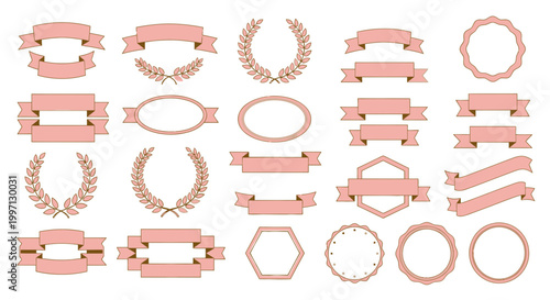 Collection of Decorative Ribbons, Laurel Wreaths, and Frames