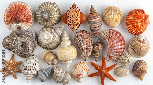 seashells on a white background