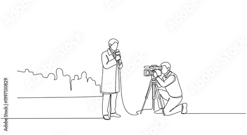 Quadro su tela Two photographers taking city photos.