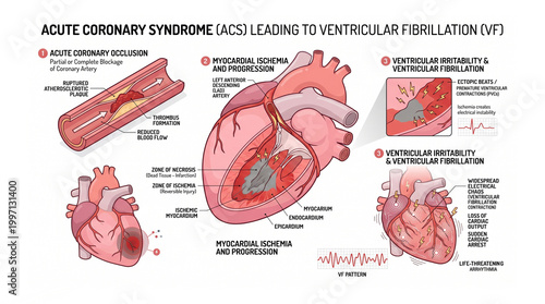 Foto Acute Coronary Syndrome Leading to Ventricular Fibrillation - Medical Visualizat