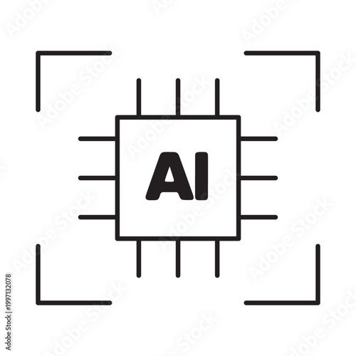 Machine learning process icon outline, element icon for design branding, print, web, mobile app, and digital media
