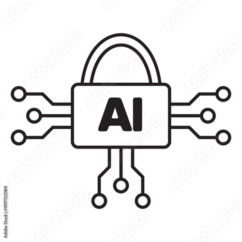 Machine learning process icon outline, element icon for design branding, print, web, mobile app, and digital media