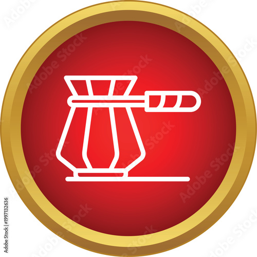 Cezve coffee pot flat icon signifying traditional brewing