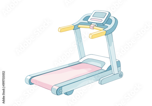 Modern treadmill with pastel colors for home fitness and exercise