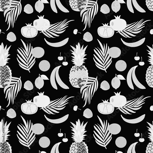 Vector - exotic fruits illustration seamless pattern.