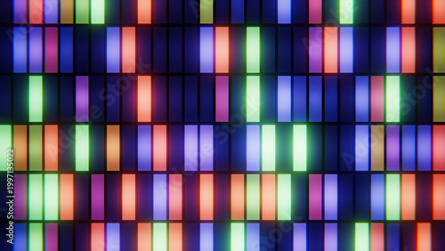 Fotografie Digital screen showing abstract pixel art background with flashing light bars