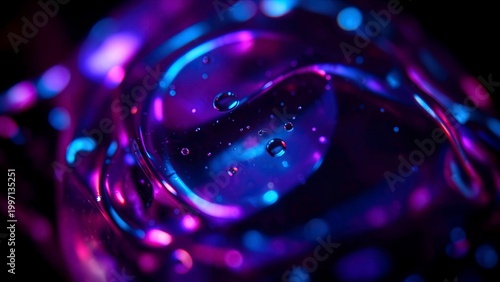 Macro shot of glowing liquid or gelatinous substance in a surreal sci-fi style. AI Generative