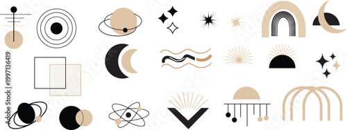 set of different shapes of  Abstract Geometric Shapes & Star Symbols. eps