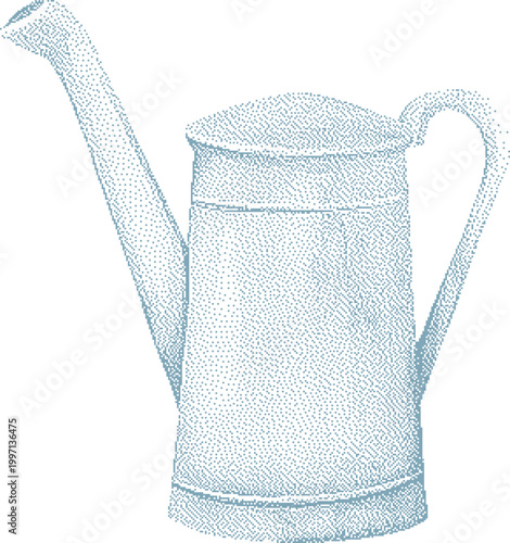 Vintage watering can with a textured finish on a white background