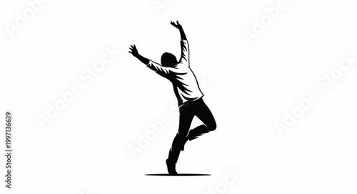 A dynamic silhouette of a person in motion, arms outstretched