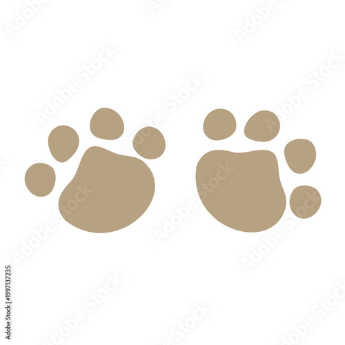 Brown Animal Paw Prints Flat Vector Illustration Pet Icon