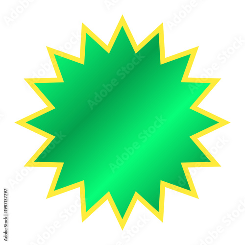 Foto Green starburst badge label on transparent background
