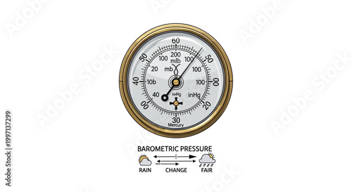 Barometric Pressure Gauge Closeup.