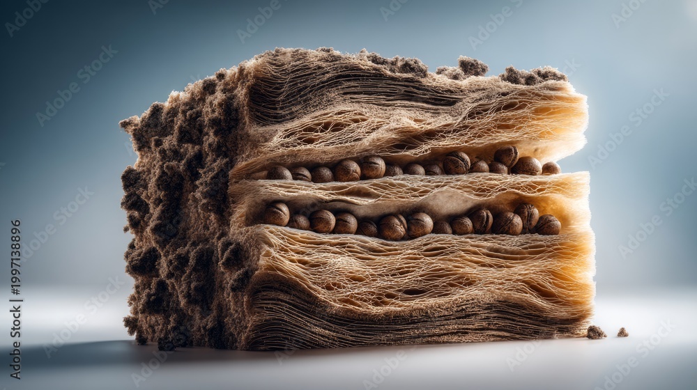 Obraz premium Detailed Structure of Human Cheek Tissue Section in Derm Layer