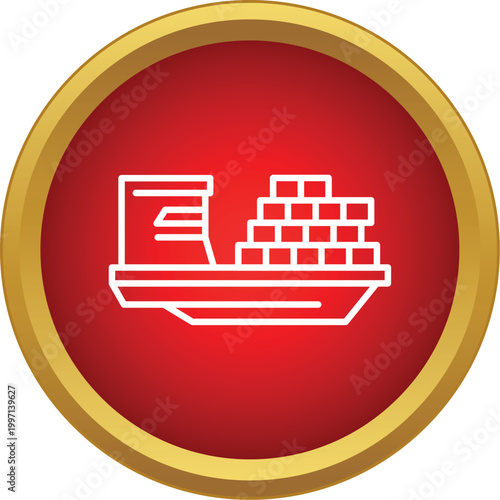 Cargo ship icon showing containers for international transport and freight delivery