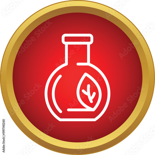 Bottle with a plant leaf icon representing organic extracts and natural medicine