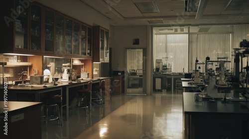 Empty scientific research laboratory with equipment