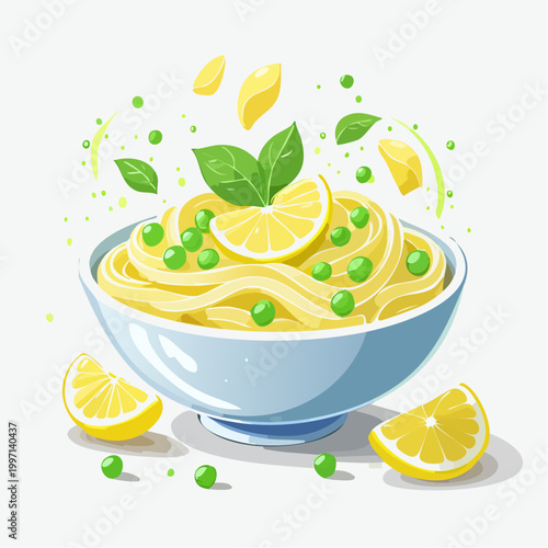 Pasta-Bowl mit Zitronensauce und Erbsen – leichte Frühlingsküche