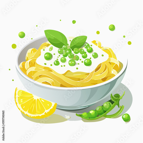 Pasta-Bowl mit Zitronensauce und Erbsen – leichte Frühlingsküche