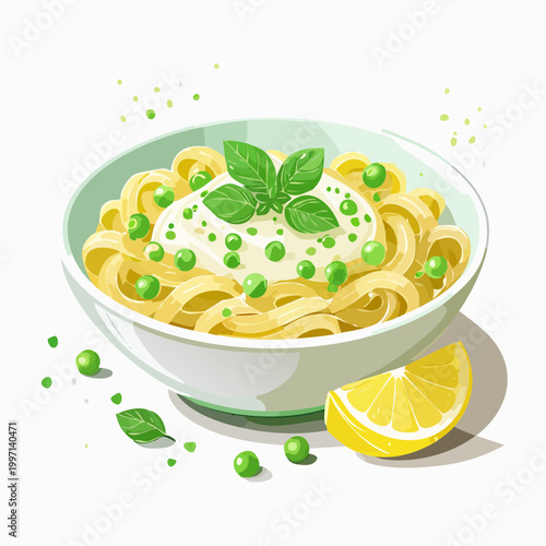 Pasta-Bowl mit Zitronensauce und Erbsen – leichte Frühlingsküche